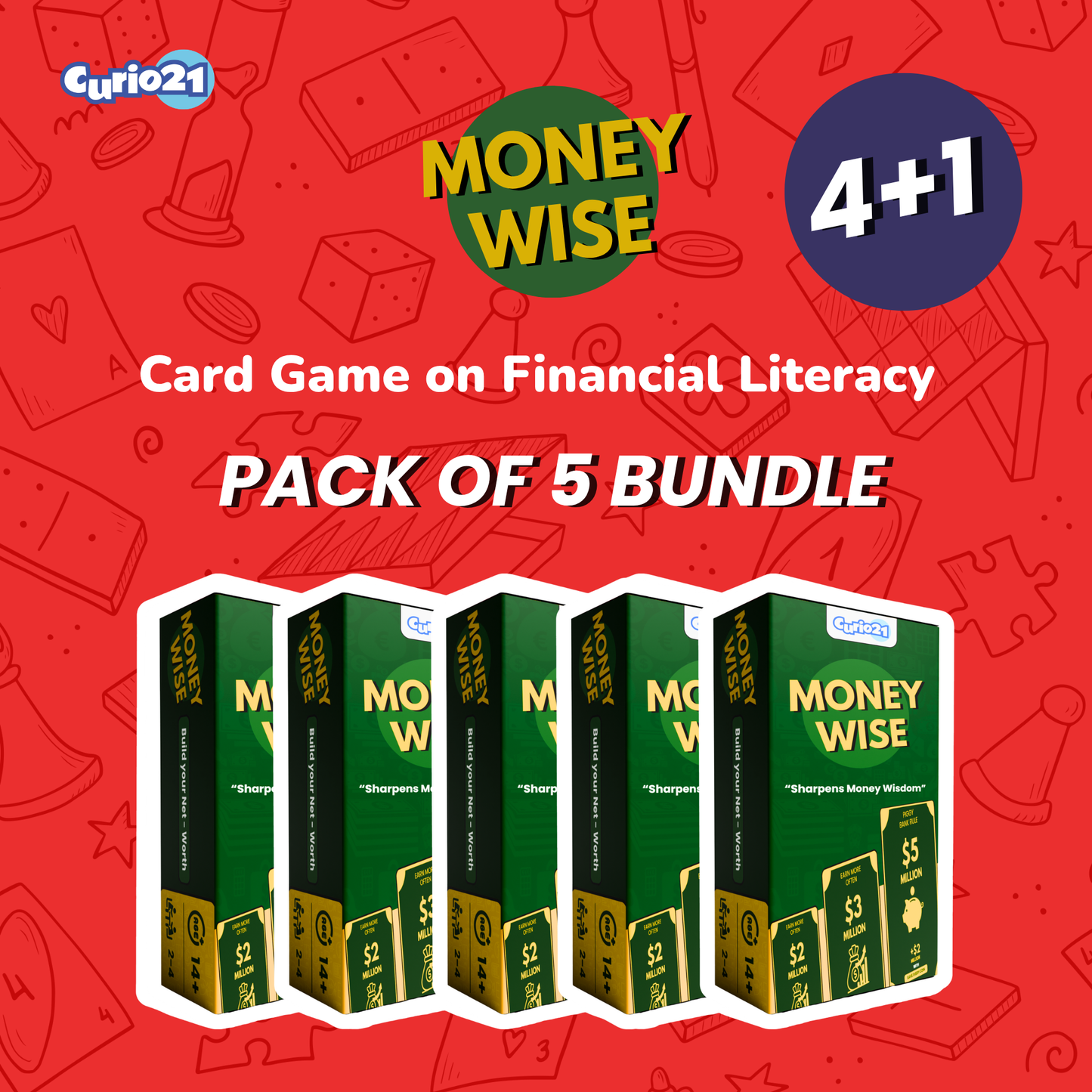 Money Wise 4+1 Pack – Quick-Playing Financial Literacy Card Game for Adults & Teens