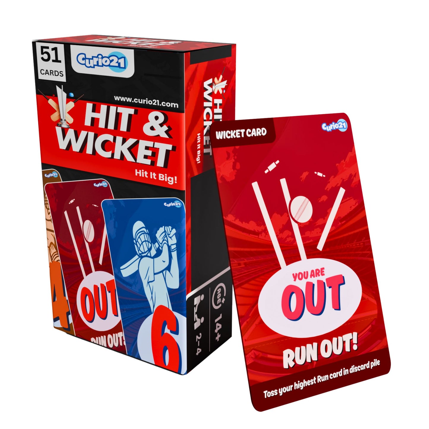 Cricket – Hit & Wicket 4+1 Pack | Fun & Fast-Paced Cricket Card Game Birthday Gifts for Adults & Teens