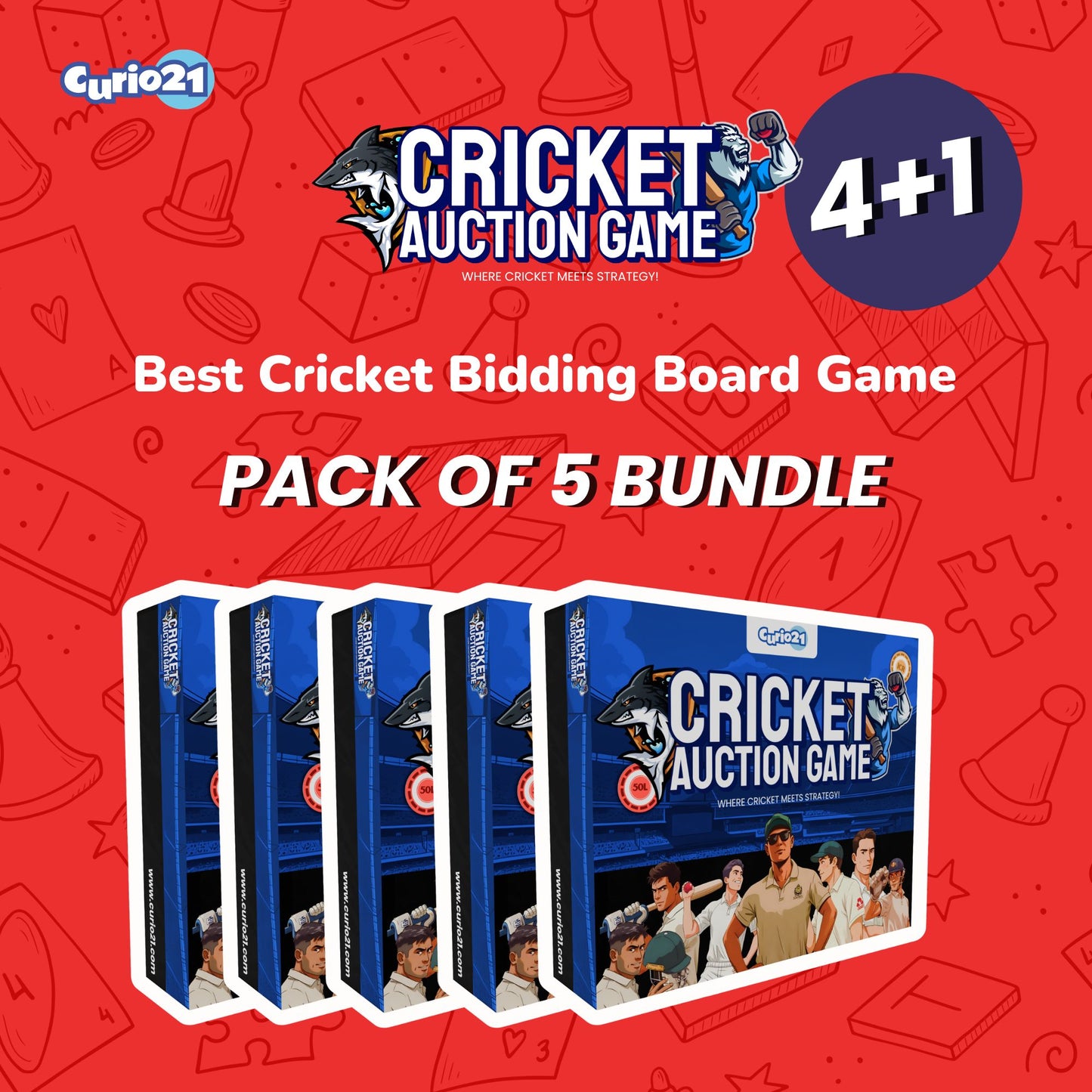 Cricket Auction Game 4+1 Pack – Best Cricket Bidding Board Game