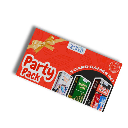 Curio21 Party Pack – Set of 3 Superstar Card Games for Kids & Families | Includes Story Pop, MoneyWise & Hit & Wicket