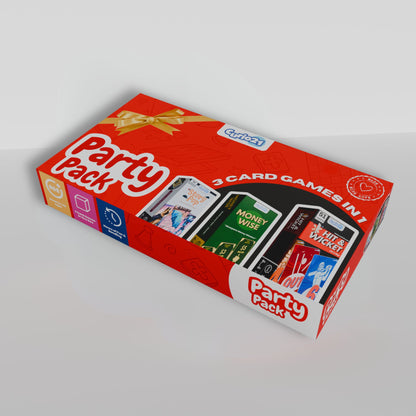 Curio21 Party Pack – Set of 3 Superstar Card Games for Kids & Families | Includes Story Pop, MoneyWise & Hit & Wicket