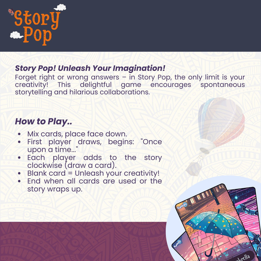 Story Pop 4+1 Pack – Quick Draw Storytelling Card Game for Teens & Adults