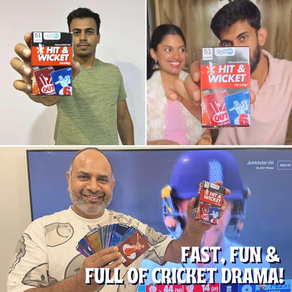 Cricket – Hit & Wicket 4+1 Pack | Fun & Fast-Paced Cricket Card Game Birthday Gifts for Adults & Teens